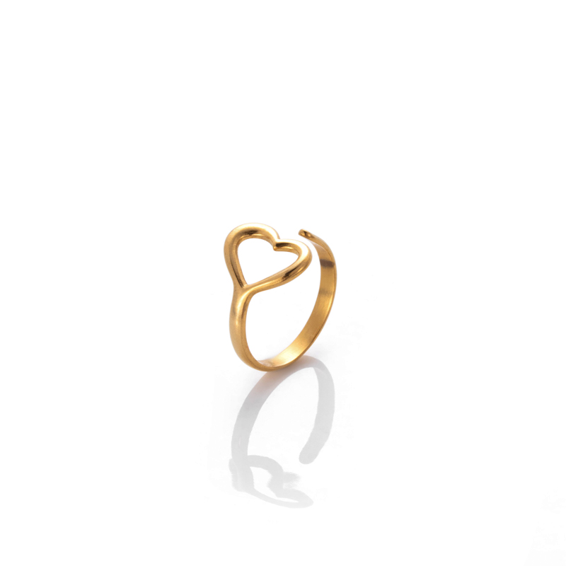 Simple Style Heart Shape Stainless Steel Plating 18k Gold Plated Rings Earrings display picture 1