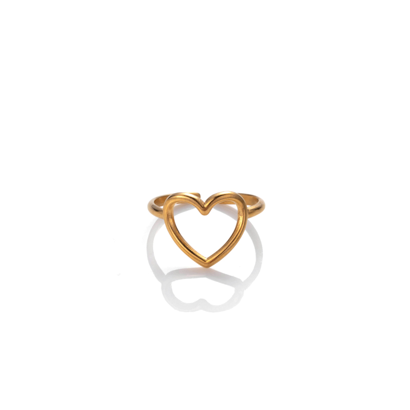 Simple Style Heart Shape Stainless Steel Plating 18k Gold Plated Rings Earrings display picture 2