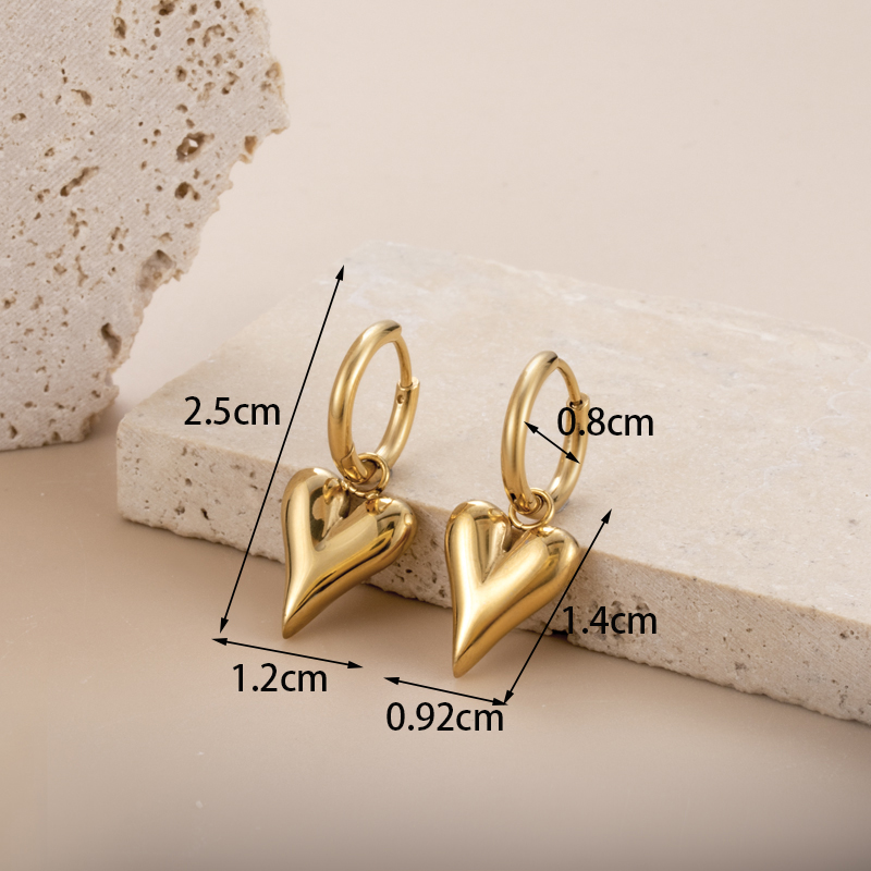 Simple Style Heart Shape Stainless Steel Plating 18k Gold Plated Rings Earrings display picture 9