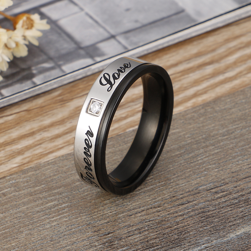 Simple Style Letter Titanium Steel Rings display picture 1