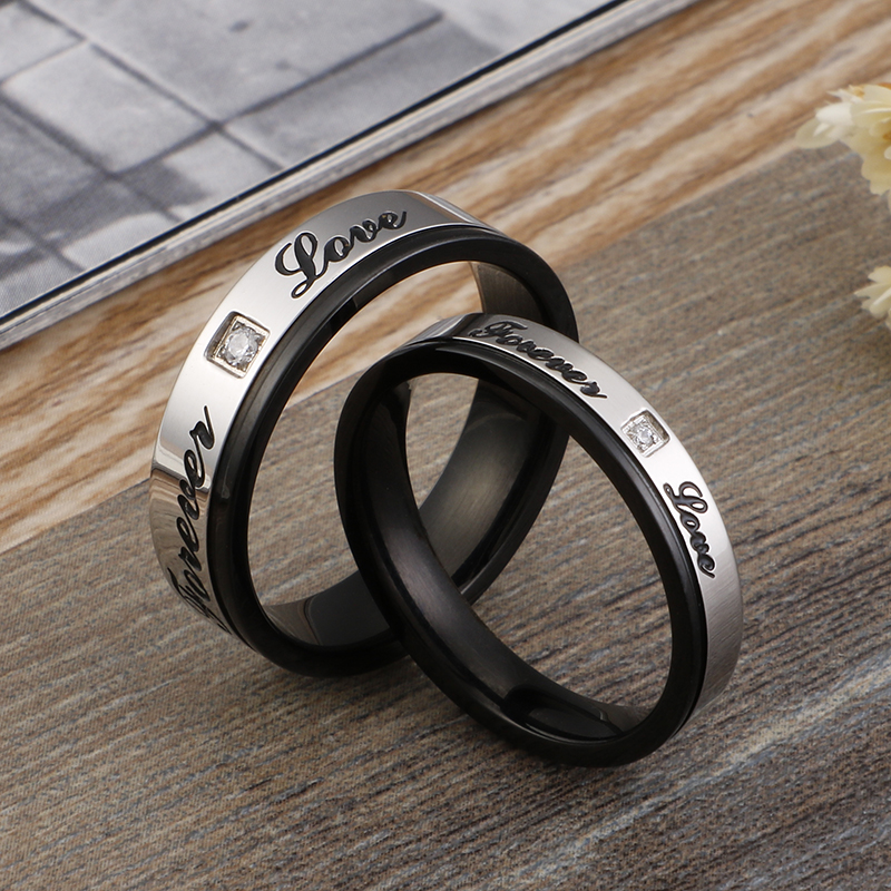Simple Style Letter Titanium Steel Rings display picture 4