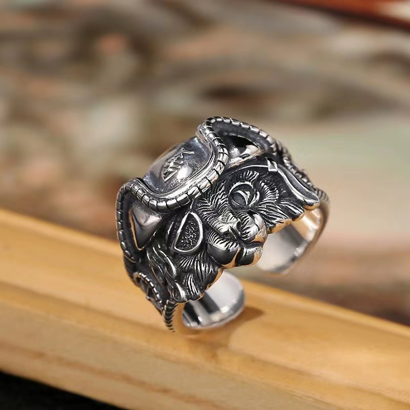 Retro Cat Copper Plating Silver Plated Men's Rings display picture 2