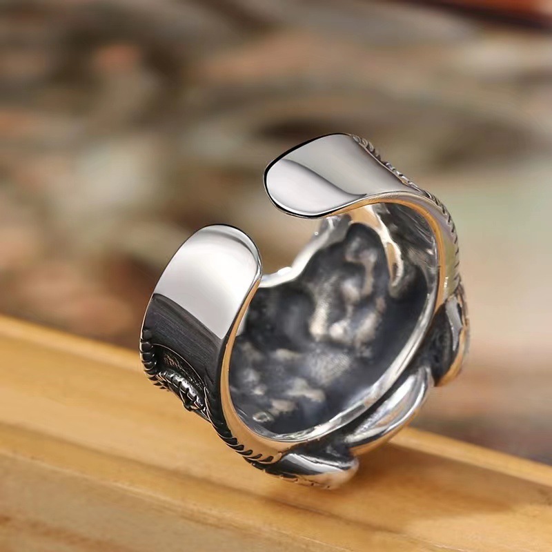 Retro Cat Copper Plating Silver Plated Men's Rings display picture 4