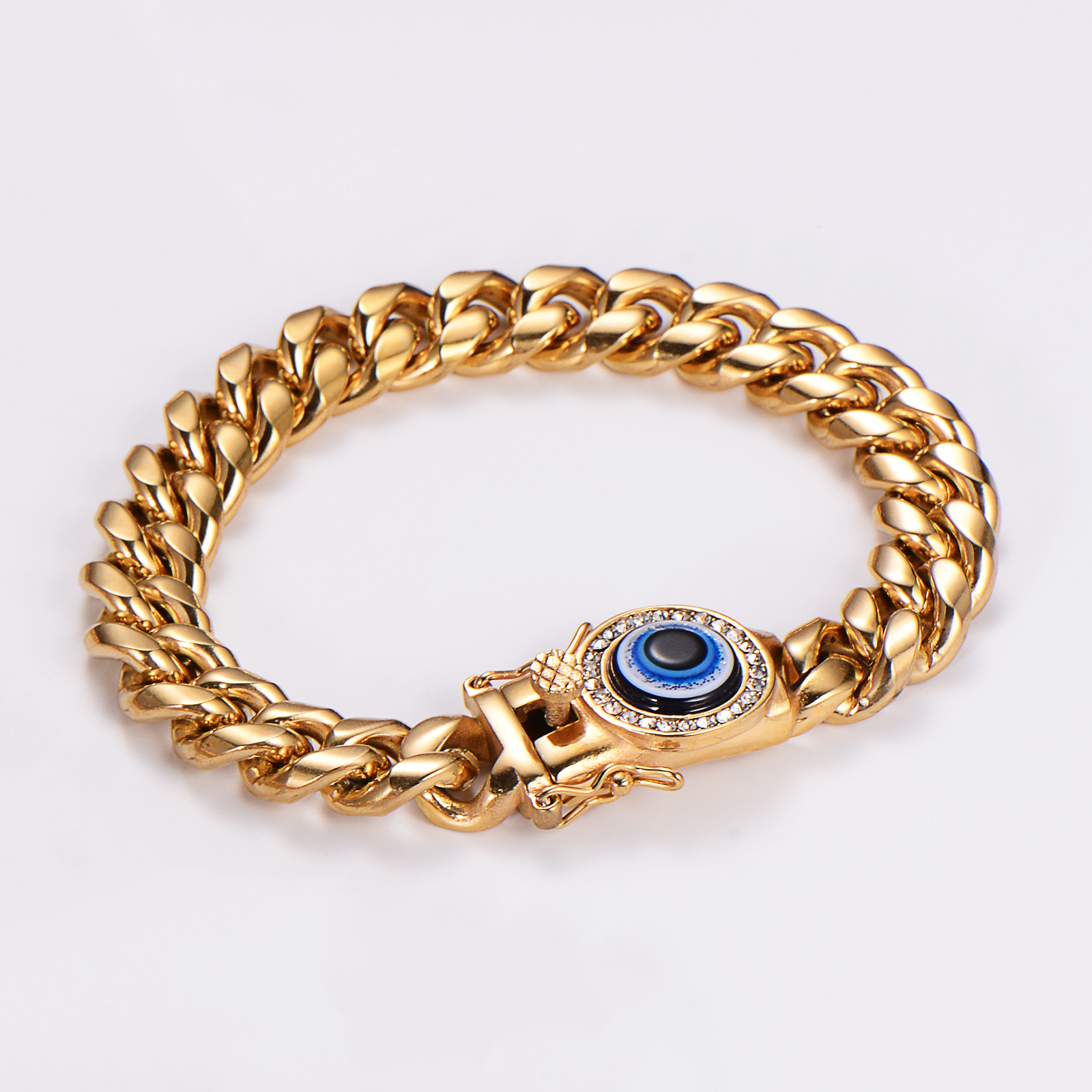 Hip-Hop Rock Devil's Eye Stainless Steel Artificial Rhinestones Resin Unisex Bracelets Necklace display picture 6