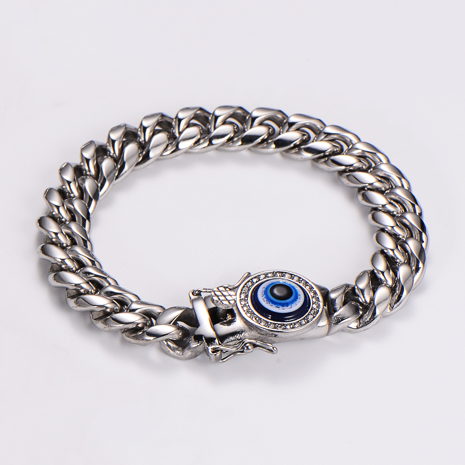 Hip-Hop Rock Devil's Eye Stainless Steel Artificial Rhinestones Resin Unisex Bracelets Necklace display picture 7