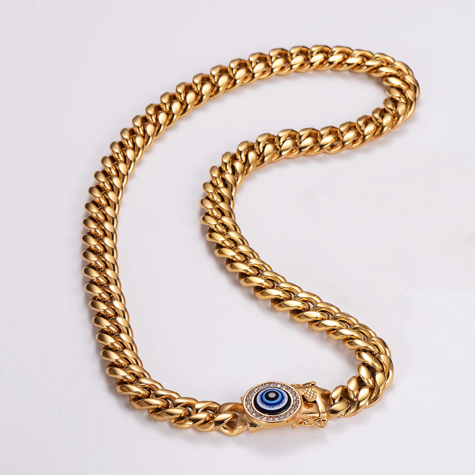 Hip-Hop Rock Devil's Eye Stainless Steel Artificial Rhinestones Resin Unisex Bracelets Necklace display picture 12