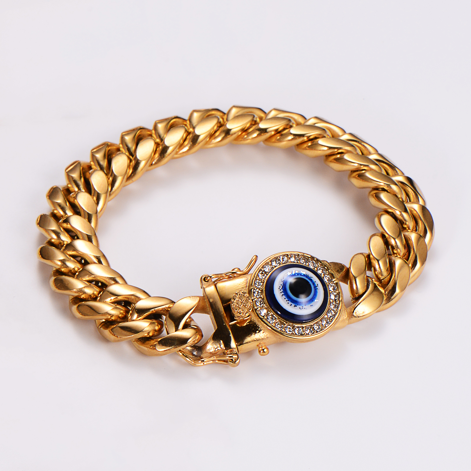 Hip-Hop Rock Devil's Eye Stainless Steel Artificial Rhinestones Resin Unisex Bracelets Necklace display picture 10