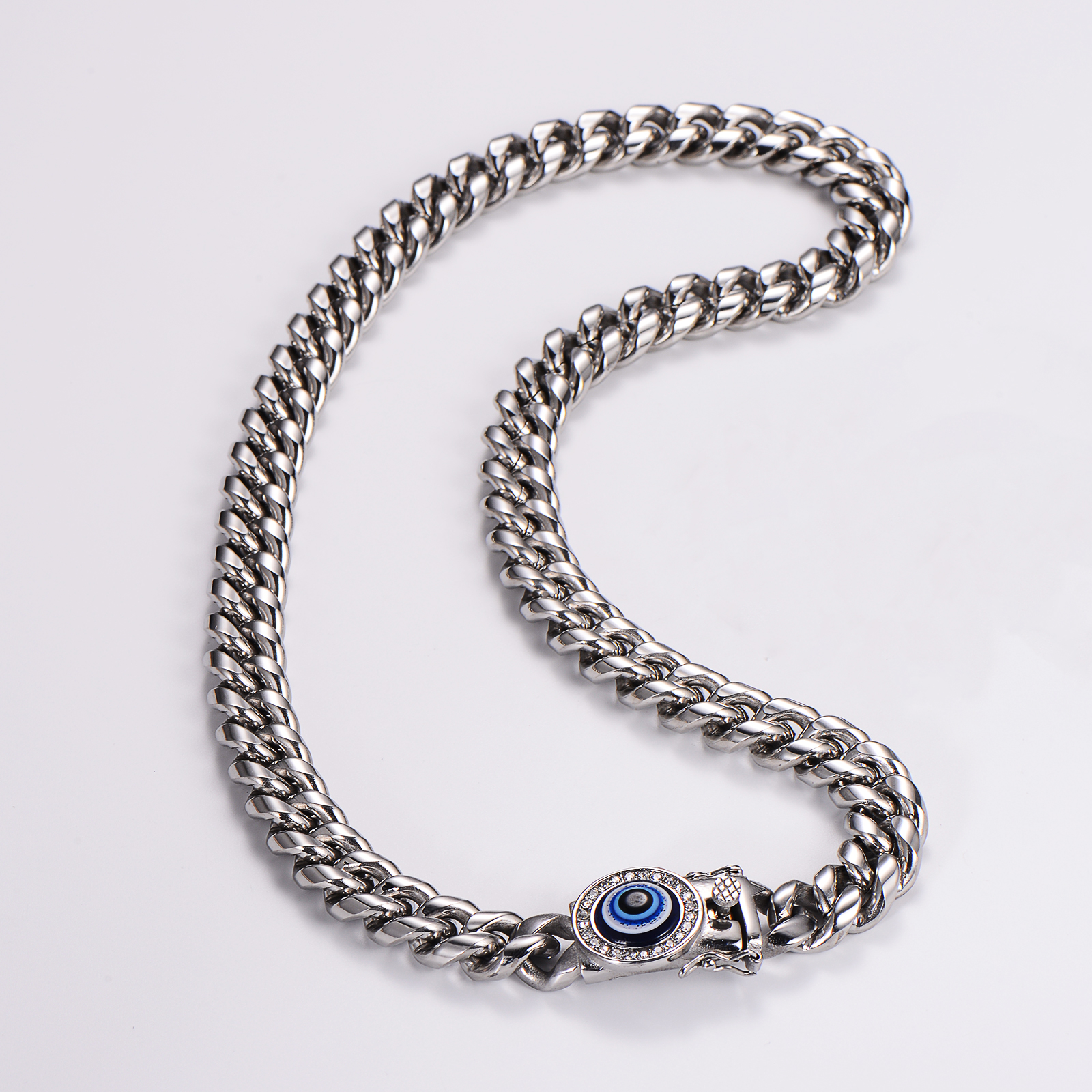 Hip-Hop Rock Devil's Eye Stainless Steel Artificial Rhinestones Resin Unisex Bracelets Necklace display picture 9