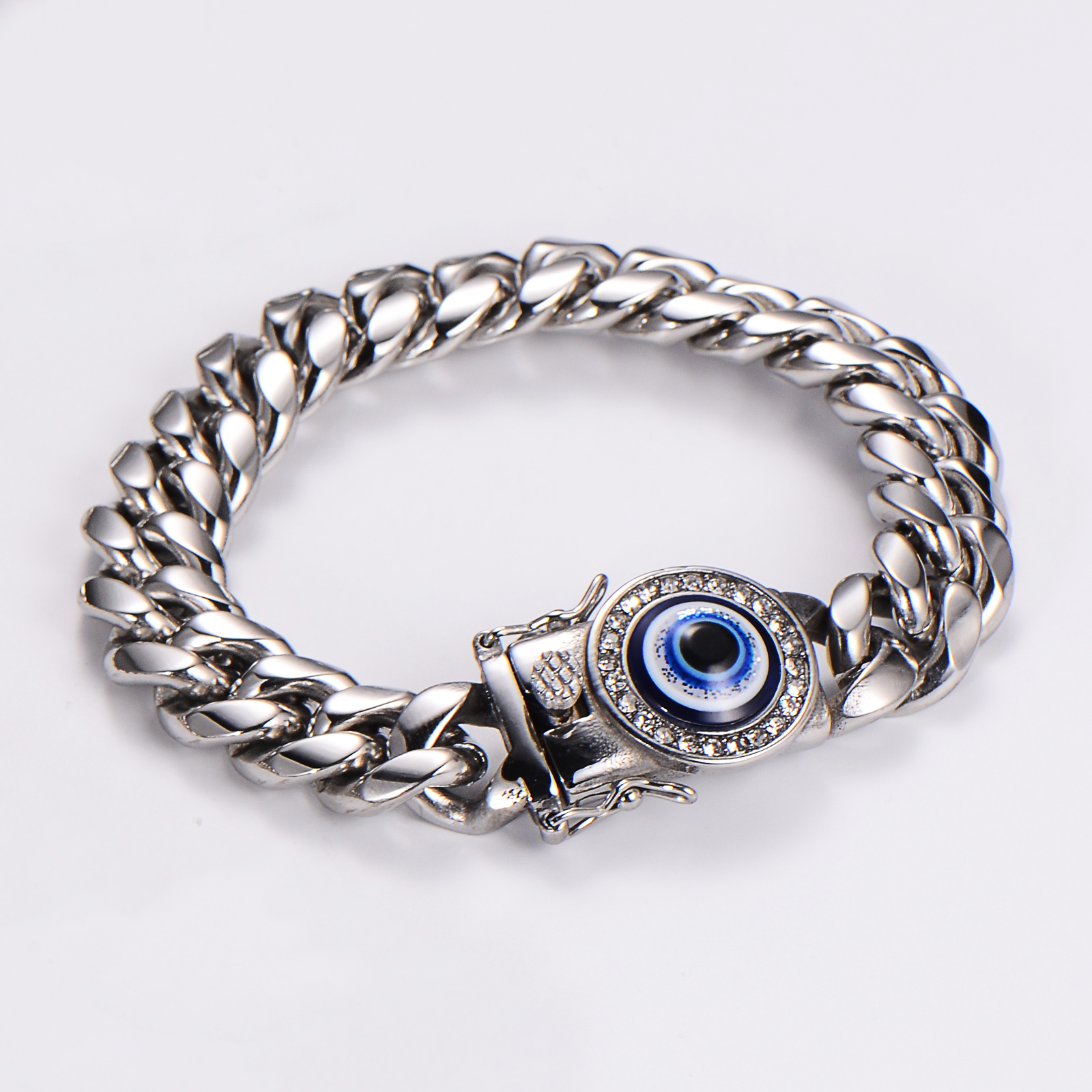 Hip-Hop Rock Devil's Eye Stainless Steel Artificial Rhinestones Resin Unisex Bracelets Necklace display picture 5