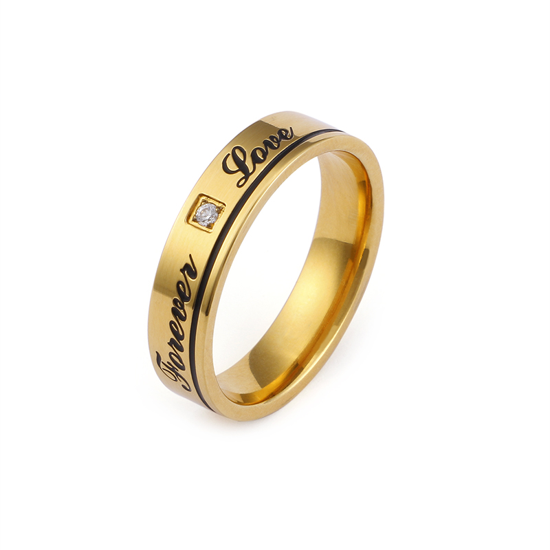 Titanium Steel 18K Gold Plated Korean Style Letter Zircon Rings display picture 8