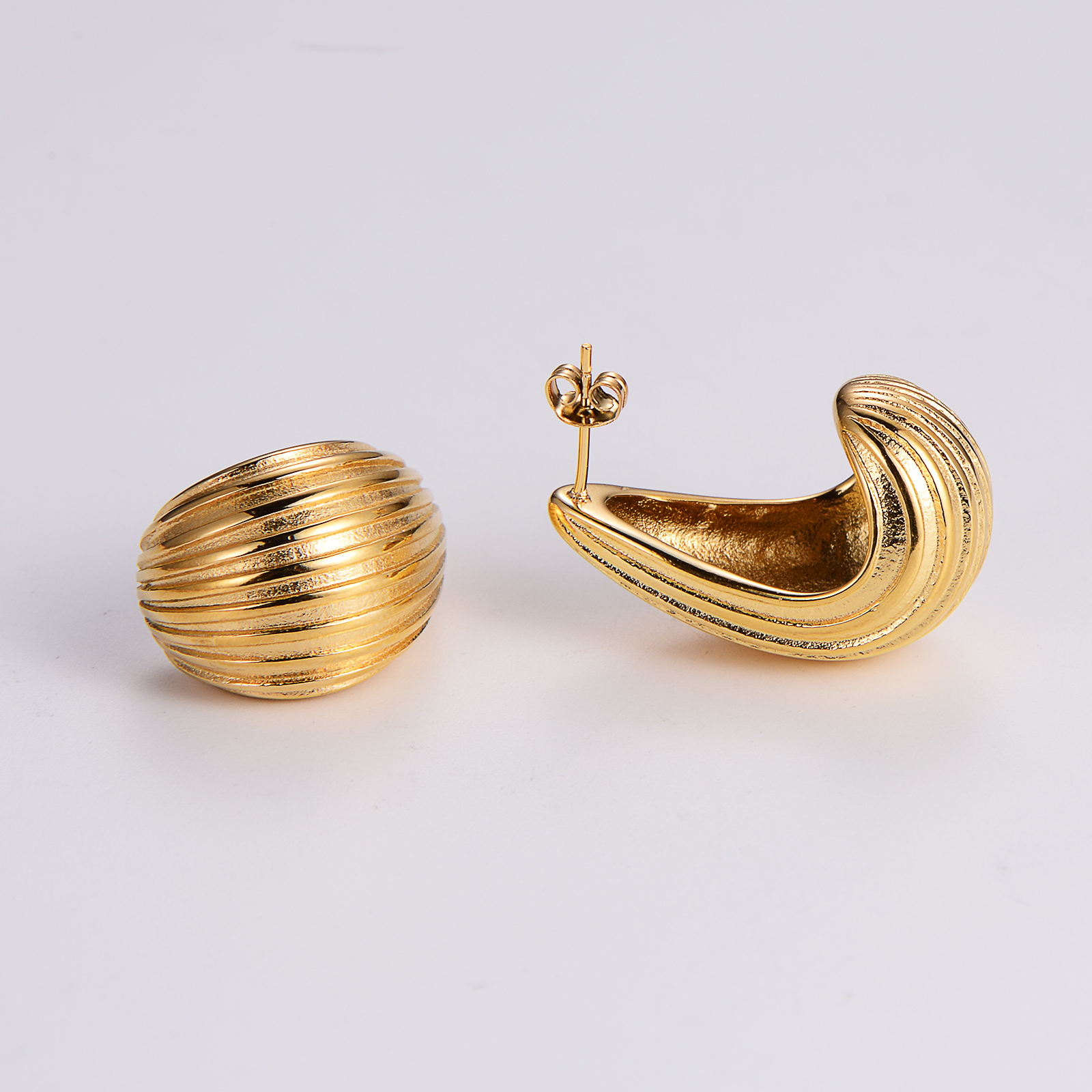 1 Pair Simple Style Geometric Stainless Steel 24k Gold Plated Ear Studs display picture 2
