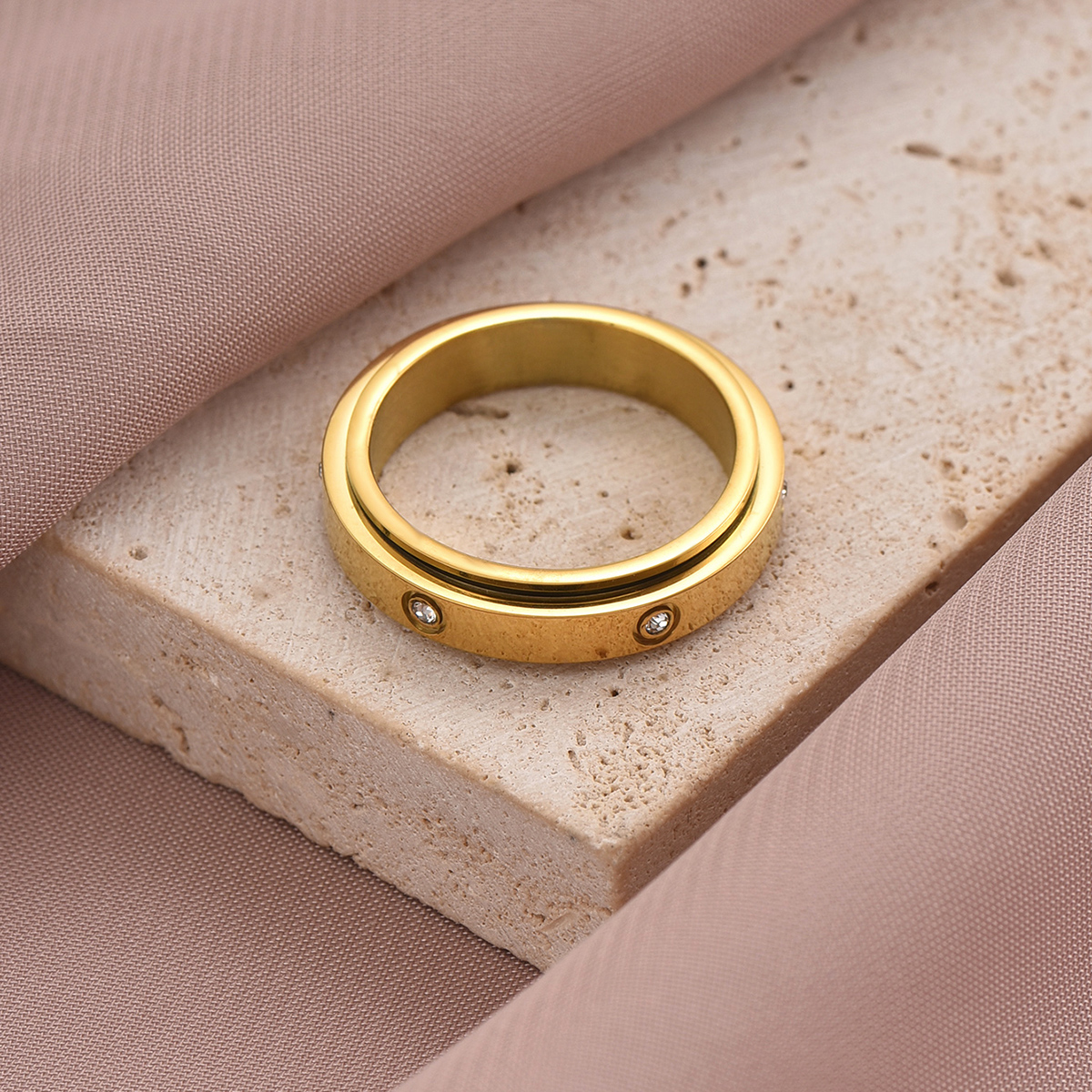 304 Stainless Steel 14K Gold Plated Rose Gold Plated IG Style Roman Style Shiny Enamel Plating Inlay Solid Color Roman Numeral Zircon Rings display picture 5