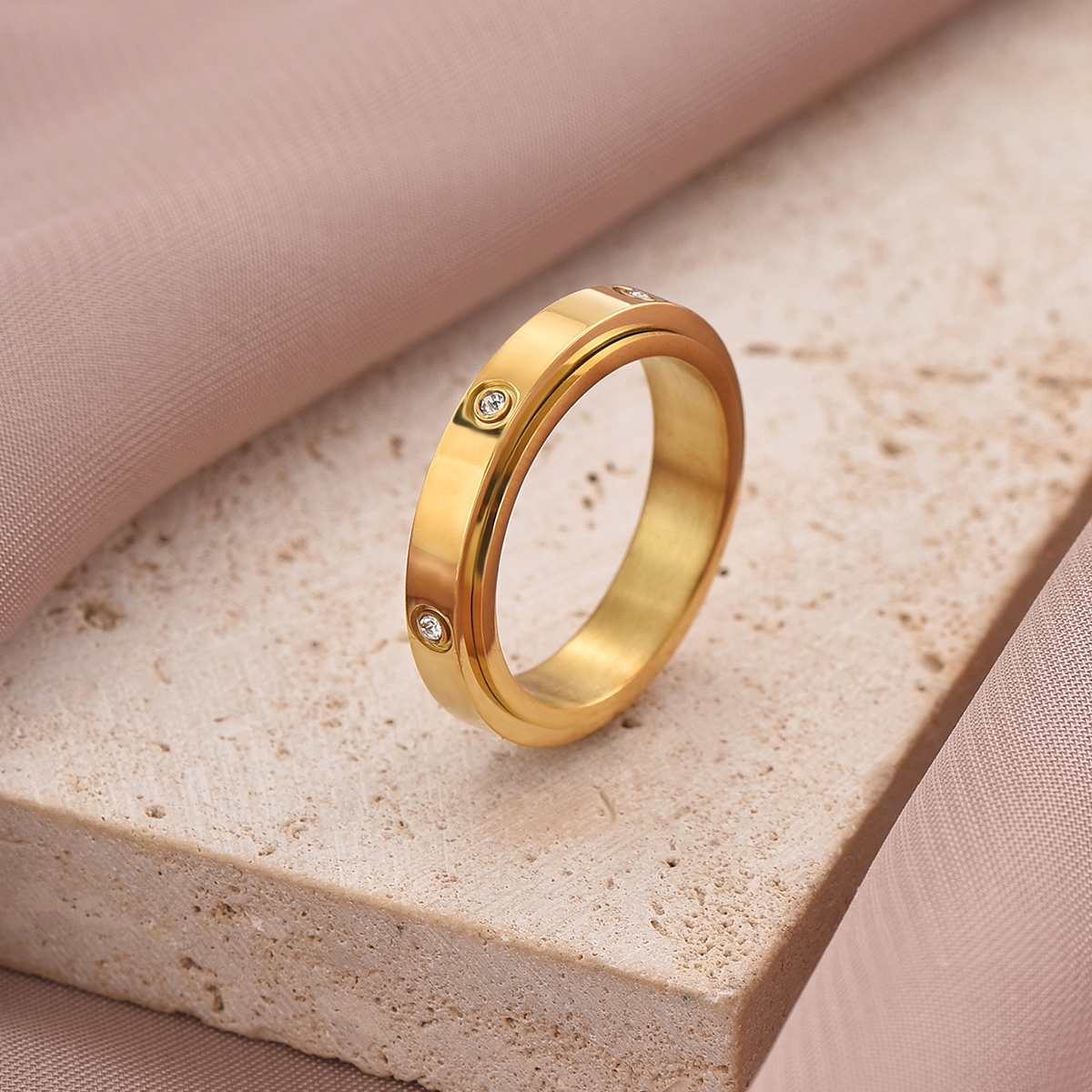 304 Stainless Steel 14K Gold Plated Rose Gold Plated IG Style Roman Style Shiny Enamel Plating Inlay Solid Color Roman Numeral Zircon Rings display picture 4