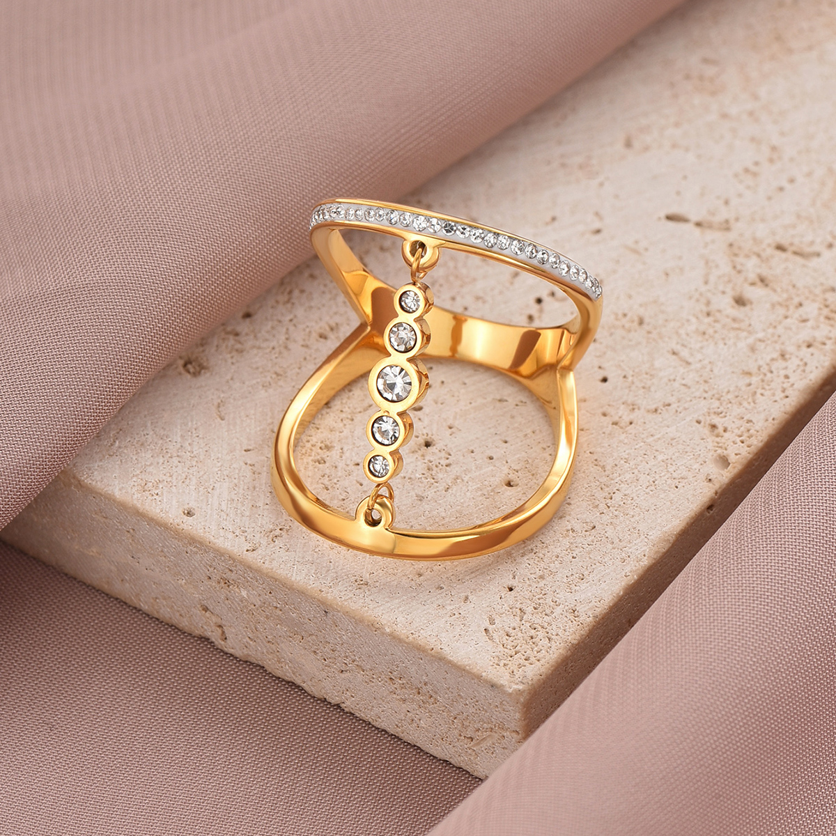 304 Stainless Steel 14K Gold Plated Rose Gold Plated IG Style Roman Style Shiny Enamel Plating Inlay Solid Color Roman Numeral Zircon Rings display picture 6