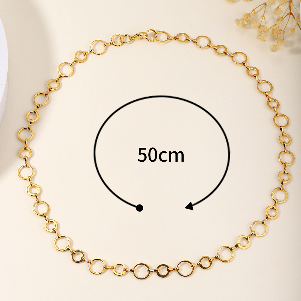 201 Stainless Steel 18K Gold Plated Simple Style Plating Circle Necklace display picture 4