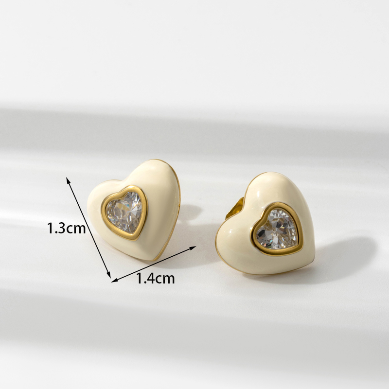 Süss Einfacher Stil Herzform Rostfreier Stahl Überzug Inlay Hülse Zirkon 18 Karat Vergoldet Ohrringe Halskette display picture 6