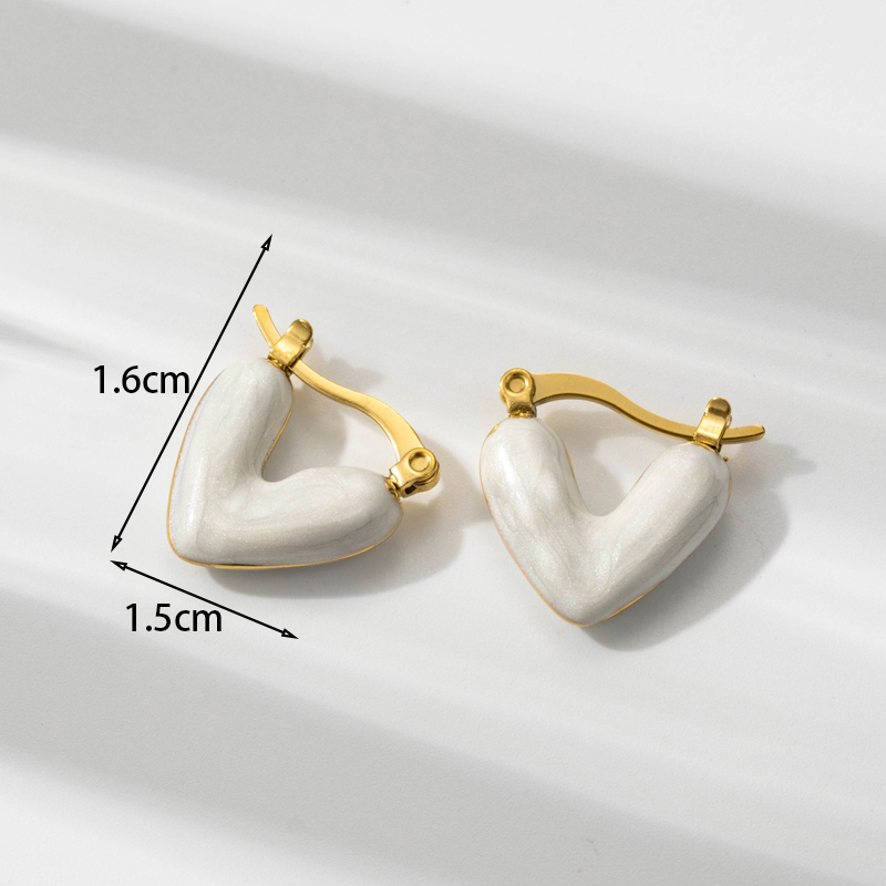 Süss Einfacher Stil Herzform Rostfreier Stahl Überzug Inlay Hülse Zirkon 18 Karat Vergoldet Ohrringe Halskette display picture 7