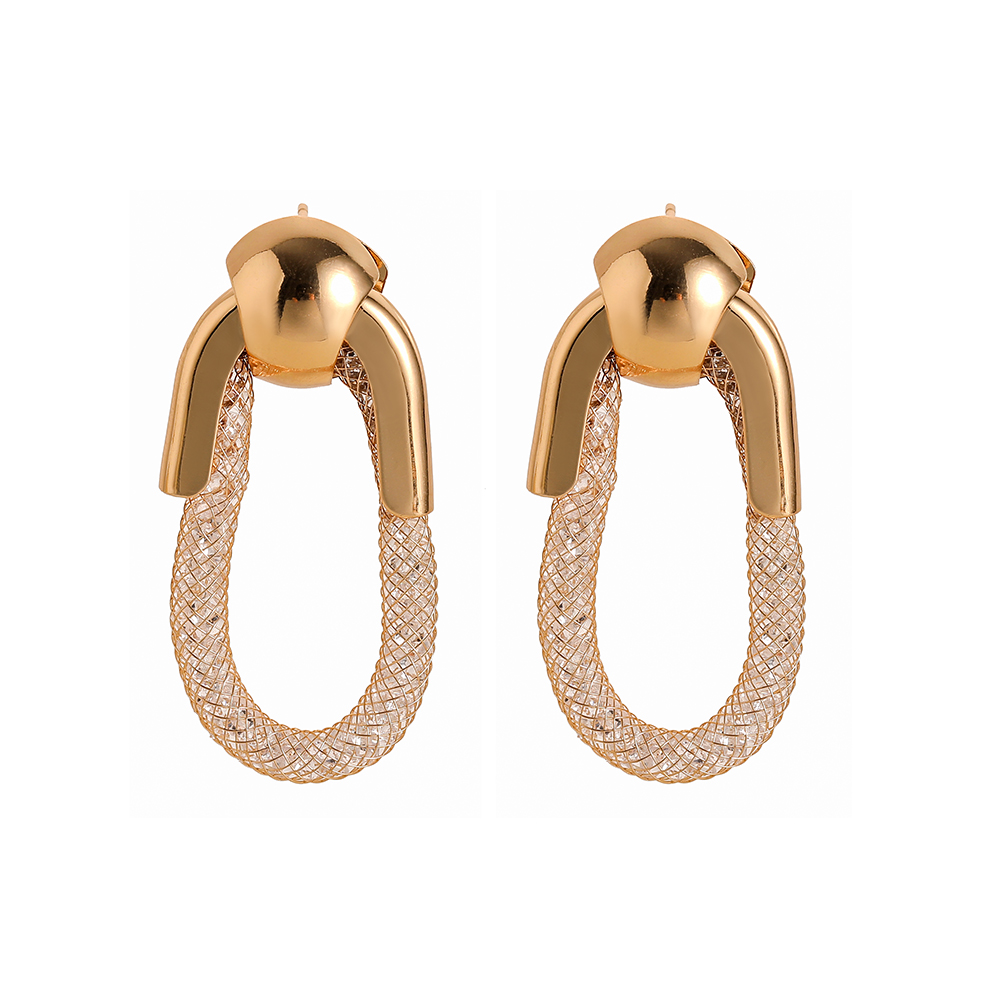 1 Pair Simple Style Commute Oval Plating Artificial Crystal Metal Gold Plated Drop Earrings display picture 2