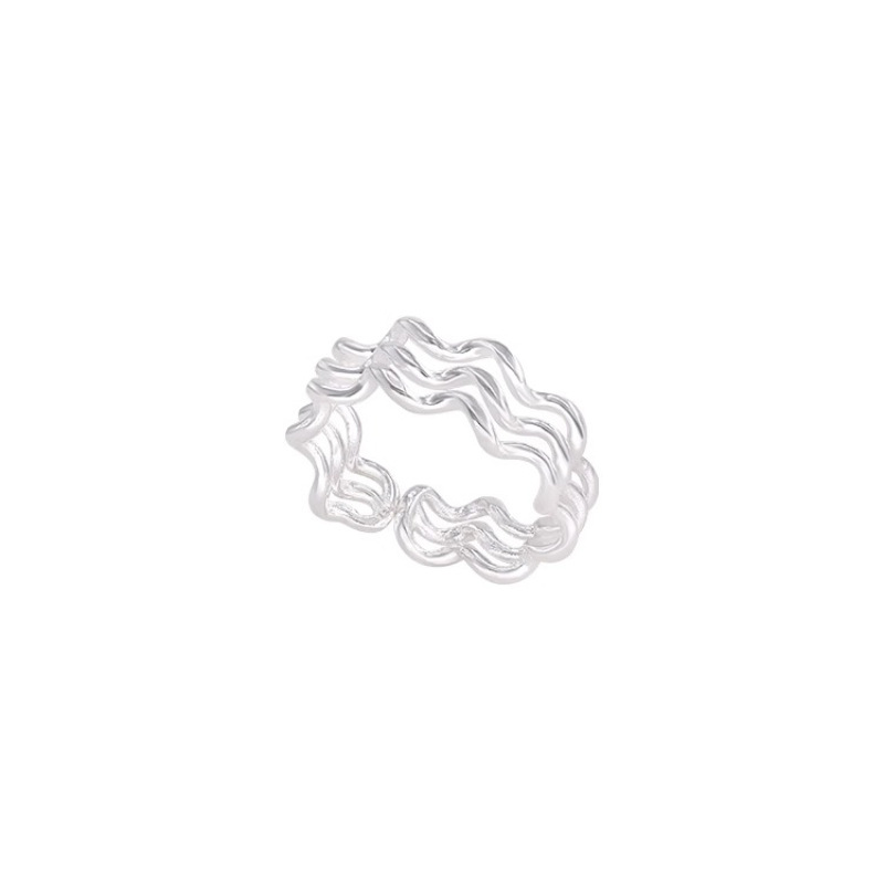Wholesale Simple Style Lines Copper Plating Silver Plated Wave Rings display picture 2