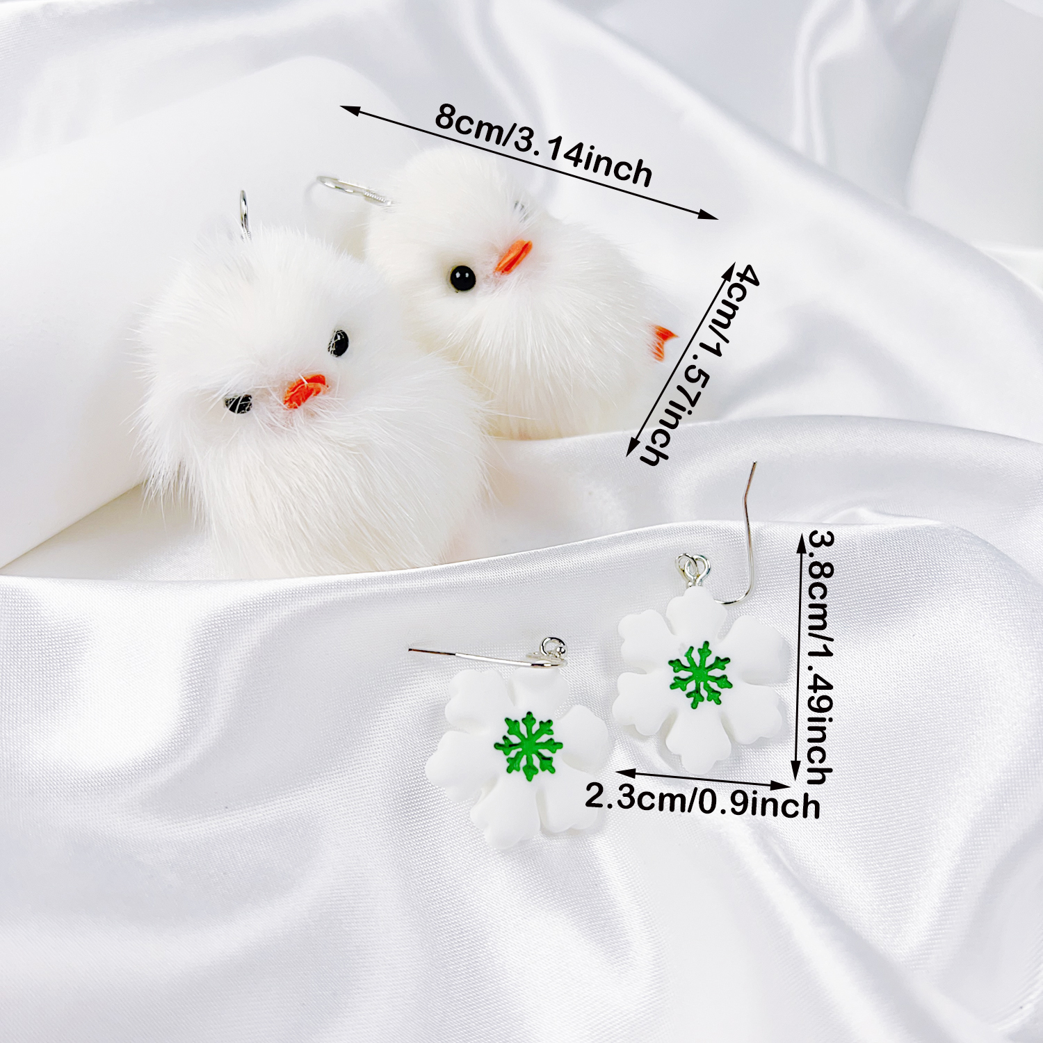 2 Pairs Cute Simple Style Animal Snowflake Imitation Fur Drop Earrings display picture 1