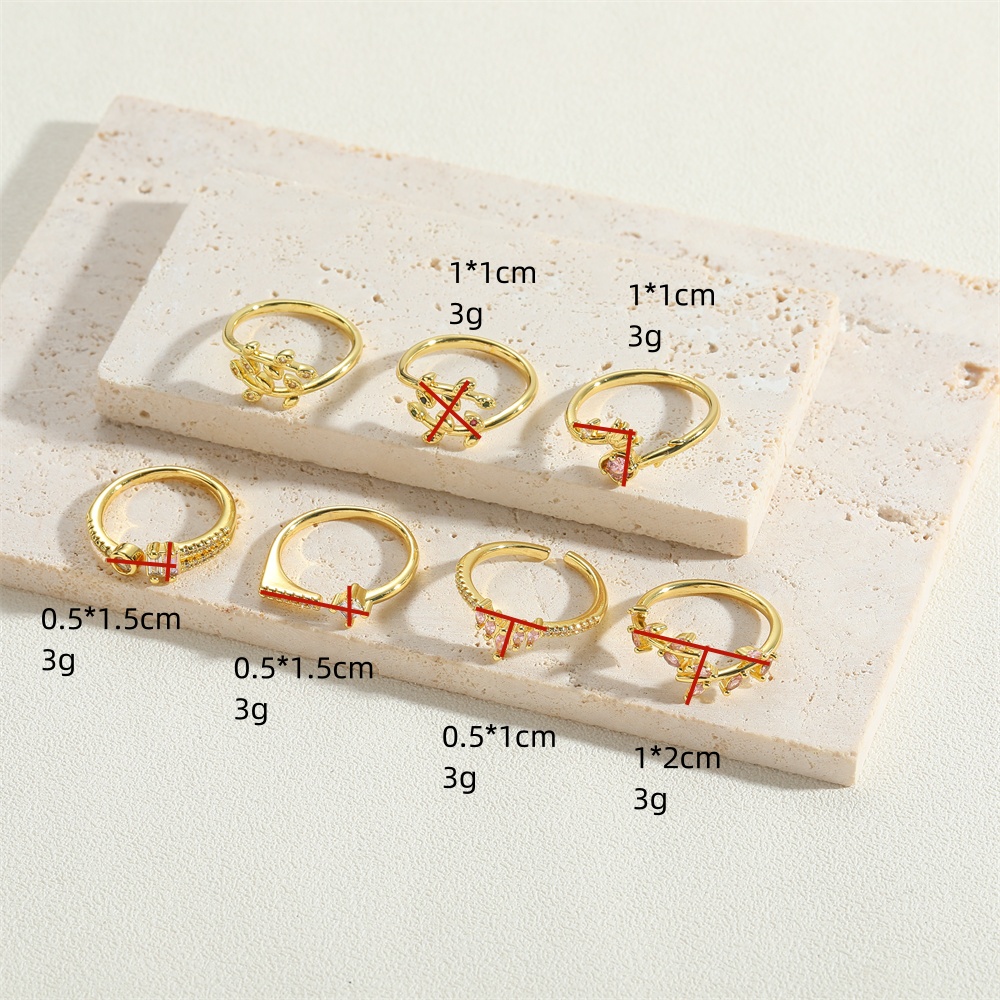 Vintage Style Simple Style Commute Leaves Copper Plating Inlay Zircon 14k Gold Plated Open Rings display picture 7