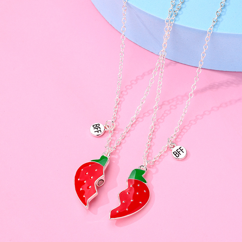 Cartoon Style Cute Fruit Heart Shape Alloy Plating Girl's Pendant Necklace display picture 4