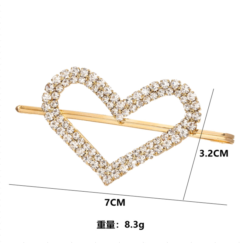 Women's Simple Style Heart Shape Alloy Plating Inlay Rhinestones Hair Clip display picture 6