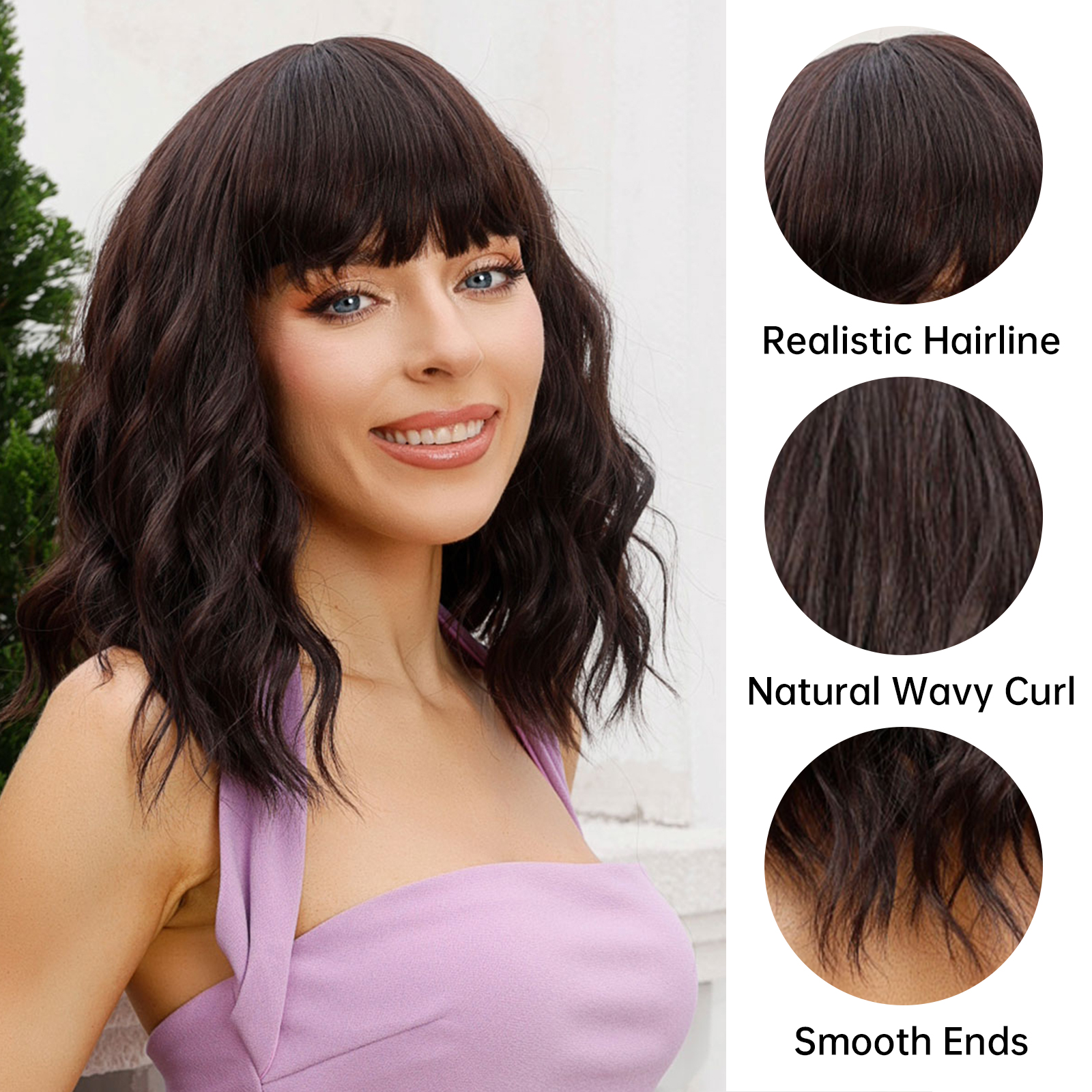Women's Sweet Brown Pink Casual Holiday Chemical Fiber Bangs Short Curly Hair Wig Net display picture 10