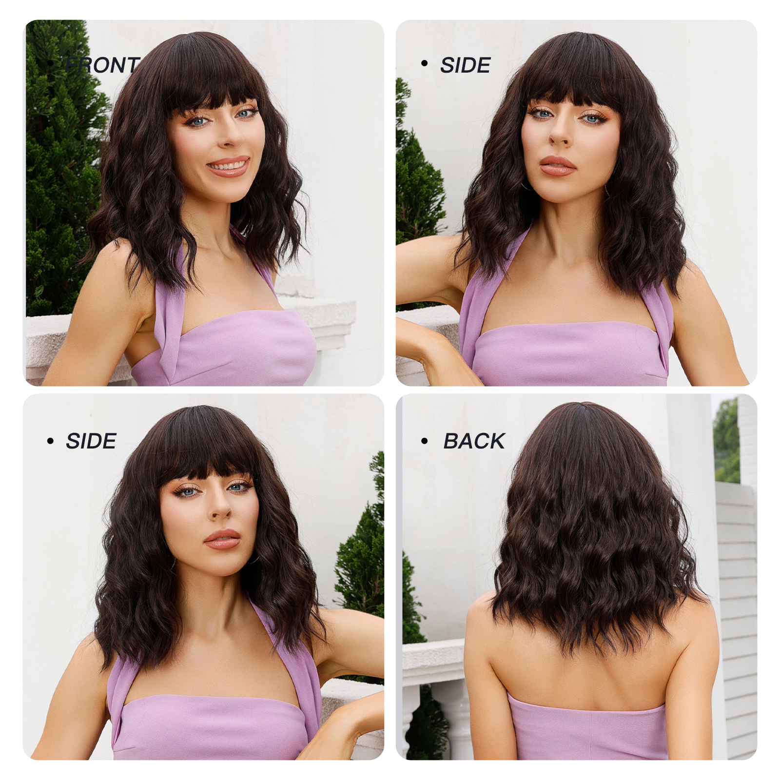 Women's Sweet Brown Pink Casual Holiday Chemical Fiber Bangs Short Curly Hair Wig Net display picture 8