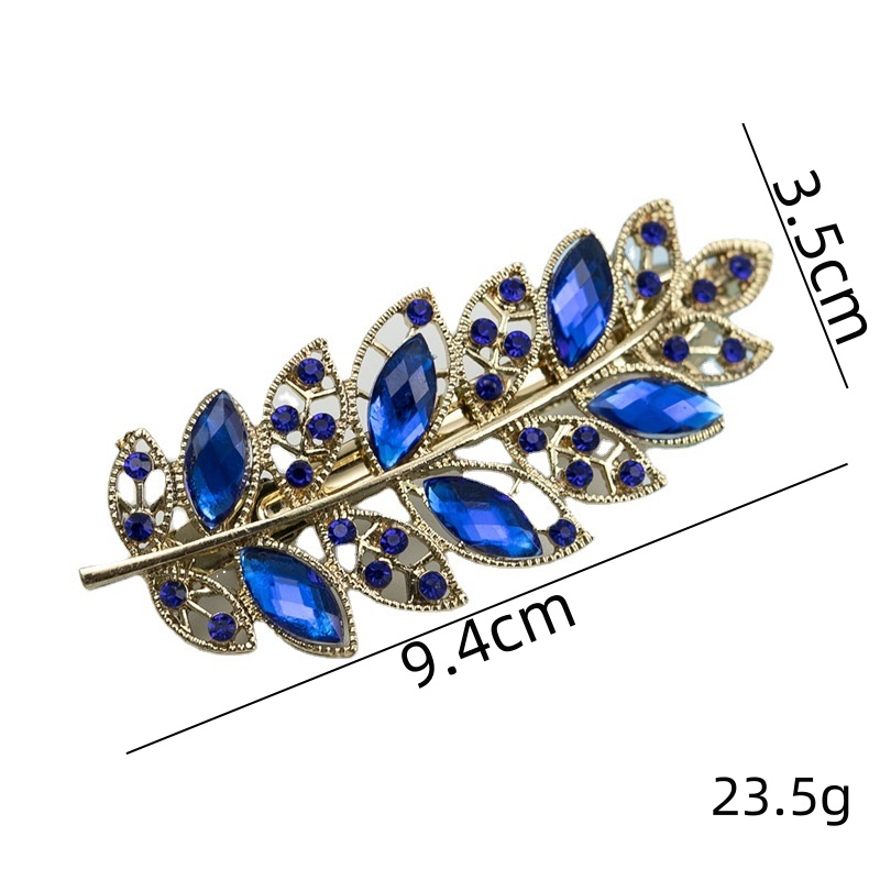 Women's Glam Shiny Leaves Alloy Plating Inlay Rhinestones Hair Clip display picture 5