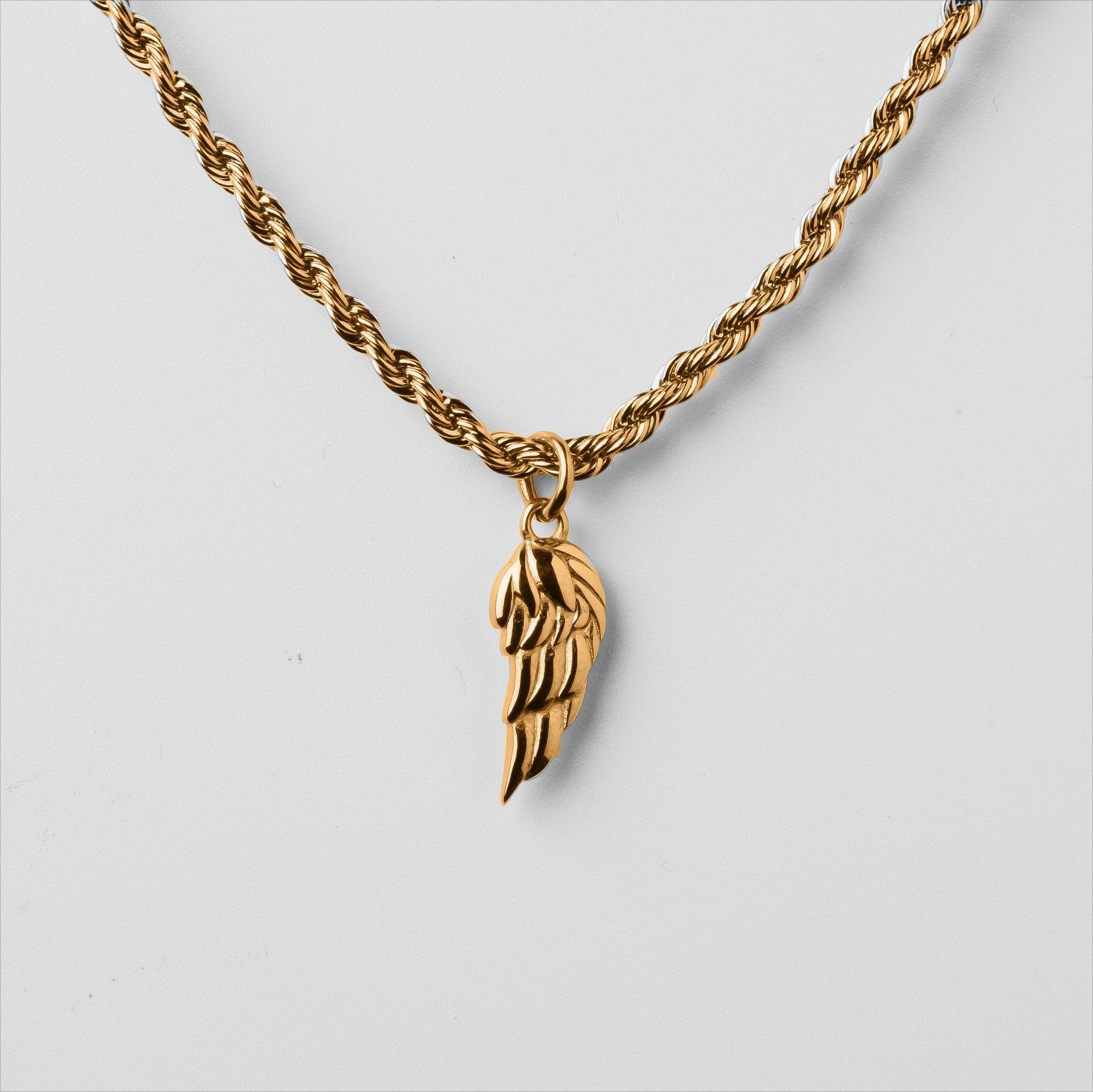 201 Stainless Steel 304 Stainless Steel Titanium Steel Gold Plated Hip-Hop Plating Wings Pendant Necklace display picture 17