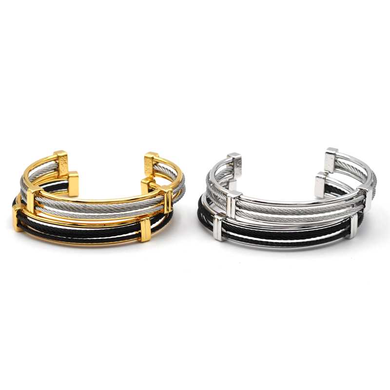 Ig Style Retro Geometric Stainless Steel Titanium Steel Plating 18k Gold Plated Bangle display picture 1