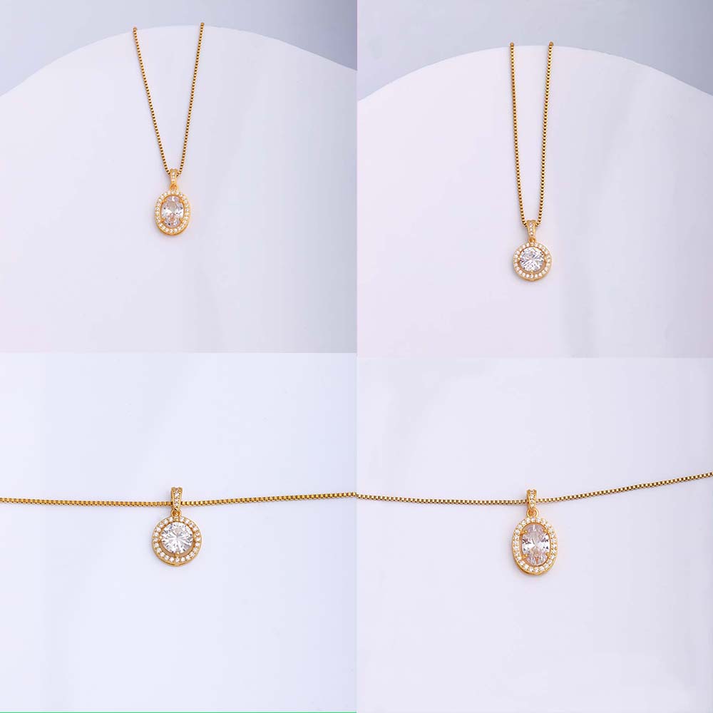 Simple Style Round Oval Stainless Steel Copper Plating Inlay Zircon 18k Gold Plated Pendant Necklace display picture 4