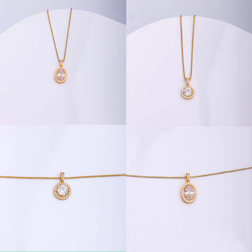 Style Simple Rond Ovale Acier Inoxydable Le Cuivre Placage Incruster Zircon Plaqué Or 18k Pendentif display picture 4