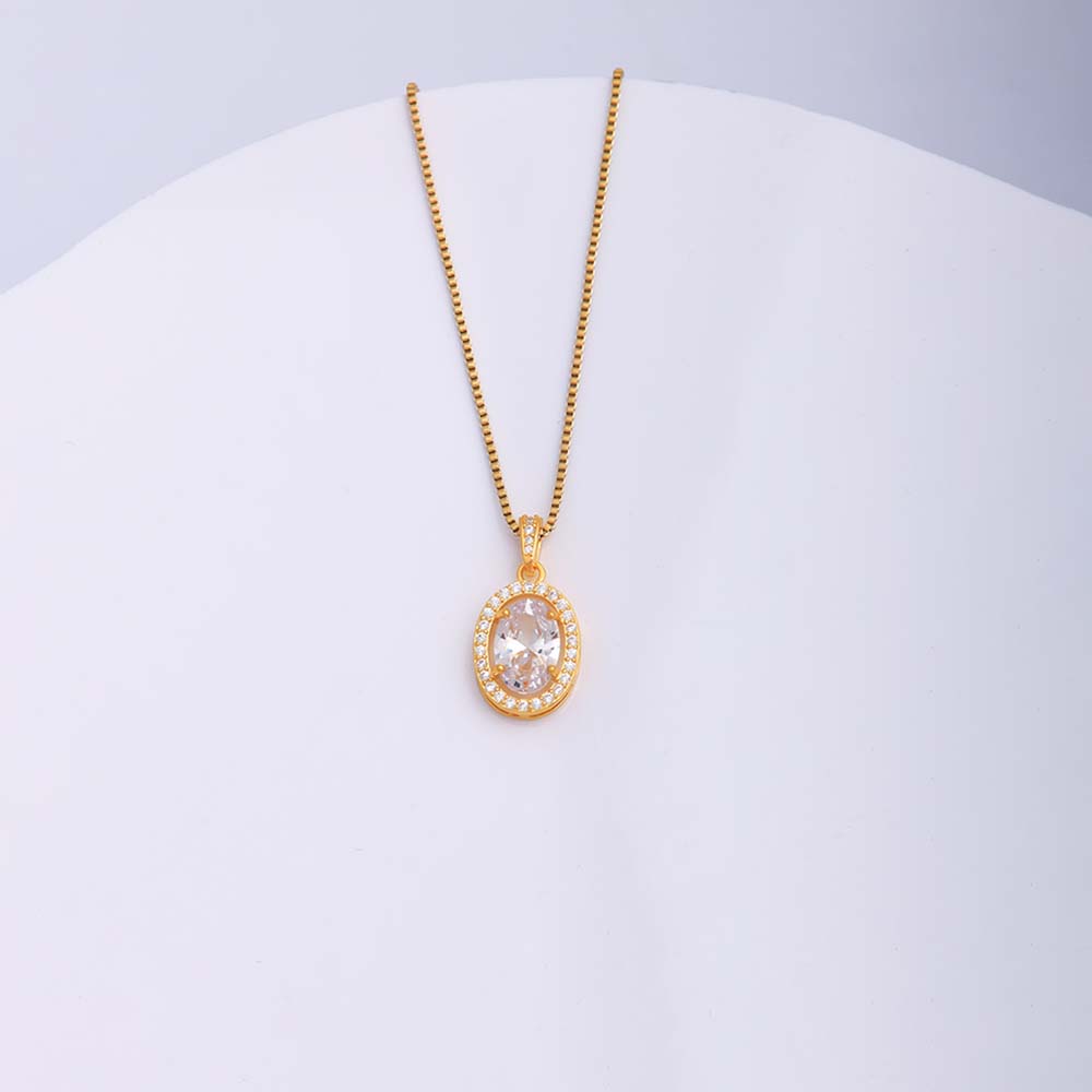 Simple Style Round Oval Stainless Steel Copper Plating Inlay Zircon 18k Gold Plated Pendant Necklace display picture 1