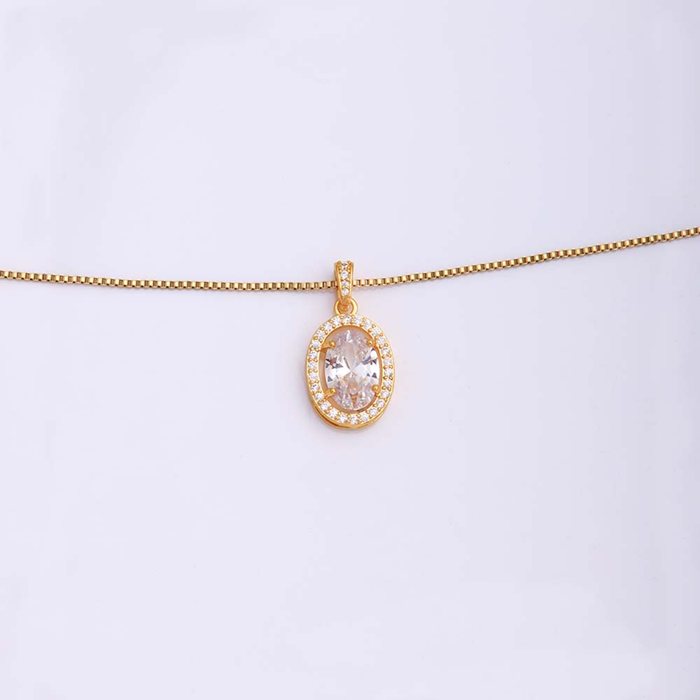 Simple Style Round Oval Stainless Steel Copper Plating Inlay Zircon 18k Gold Plated Pendant Necklace display picture 2