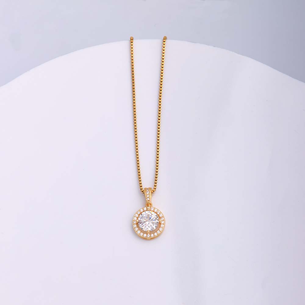 Simple Style Round Oval Stainless Steel Copper Plating Inlay Zircon 18k Gold Plated Pendant Necklace display picture 3