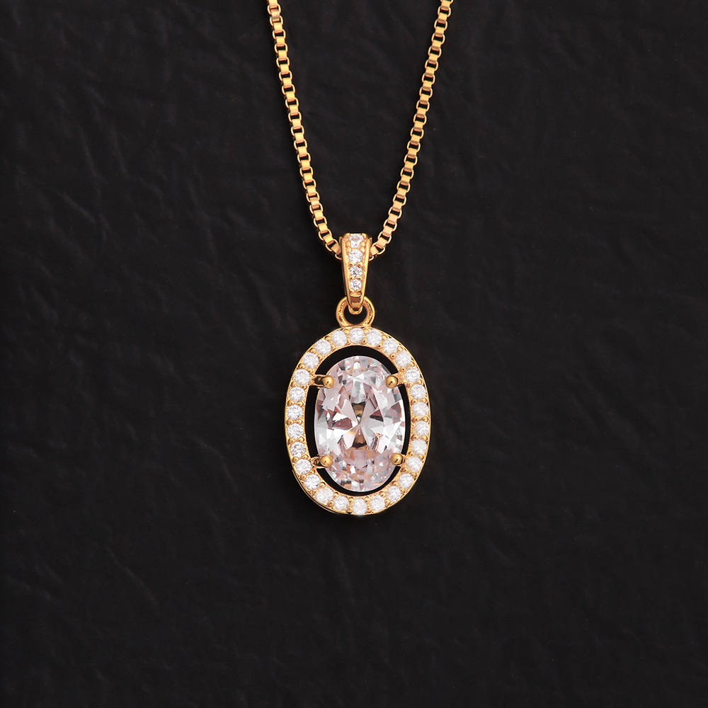 Simple Style Round Oval Stainless Steel Copper Plating Inlay Zircon 18k Gold Plated Pendant Necklace display picture 8