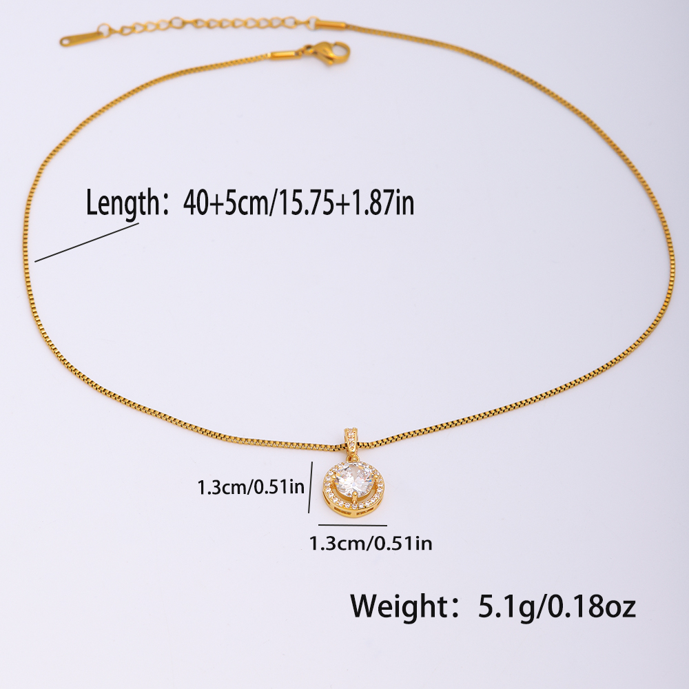 Style Simple Rond Ovale Acier Inoxydable Le Cuivre Placage Incruster Zircon Plaqué Or 18k Pendentif display picture 6