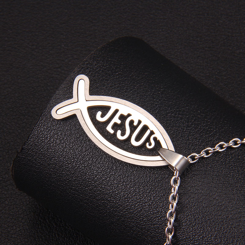 Hip-Hop Letter Fish 201 Stainless Steel Unisex Pendant Necklace display picture 5