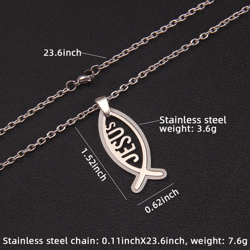 Hip-Hop Letter Fish 201 Stainless Steel Unisex Pendant Necklace display picture 4