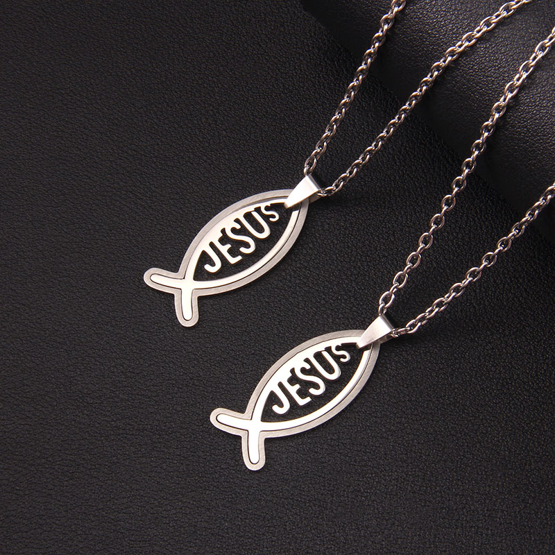 Hip-Hop Letter Fish 201 Stainless Steel Unisex Pendant Necklace display picture 1