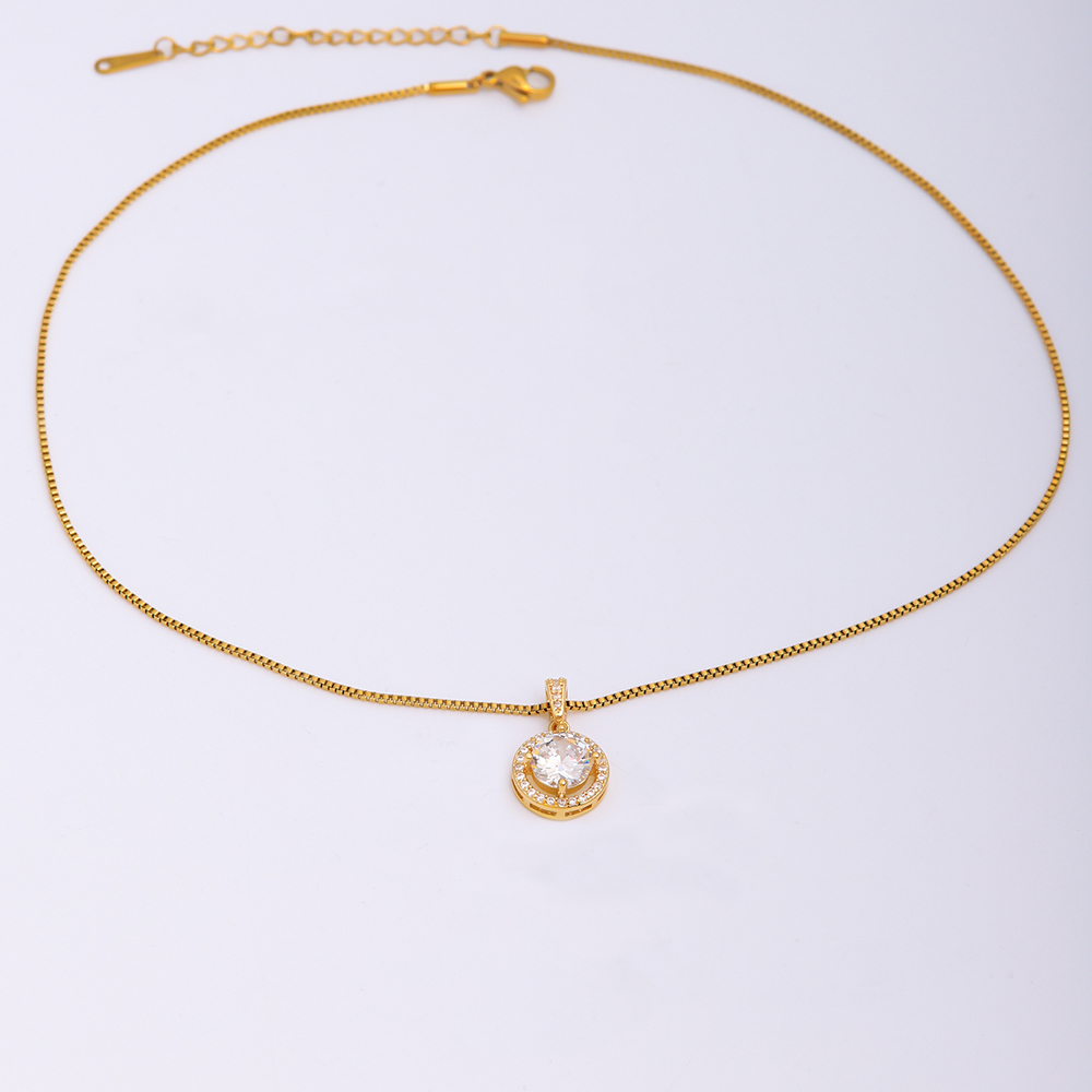 Style Simple Rond Ovale Acier Inoxydable Le Cuivre Placage Incruster Zircon Plaqué Or 18k Pendentif display picture 11