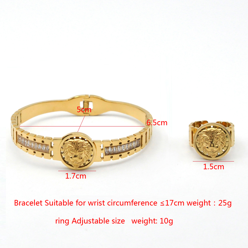 Hip-hop Punk Lion Stainless Steel Plating 18k Gold Plated Rings Bracelets display picture 5