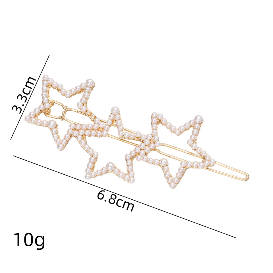 Women's Simple Style Pentagram Alloy Plating Inlay Artificial Pearls Hair Clip display picture 5