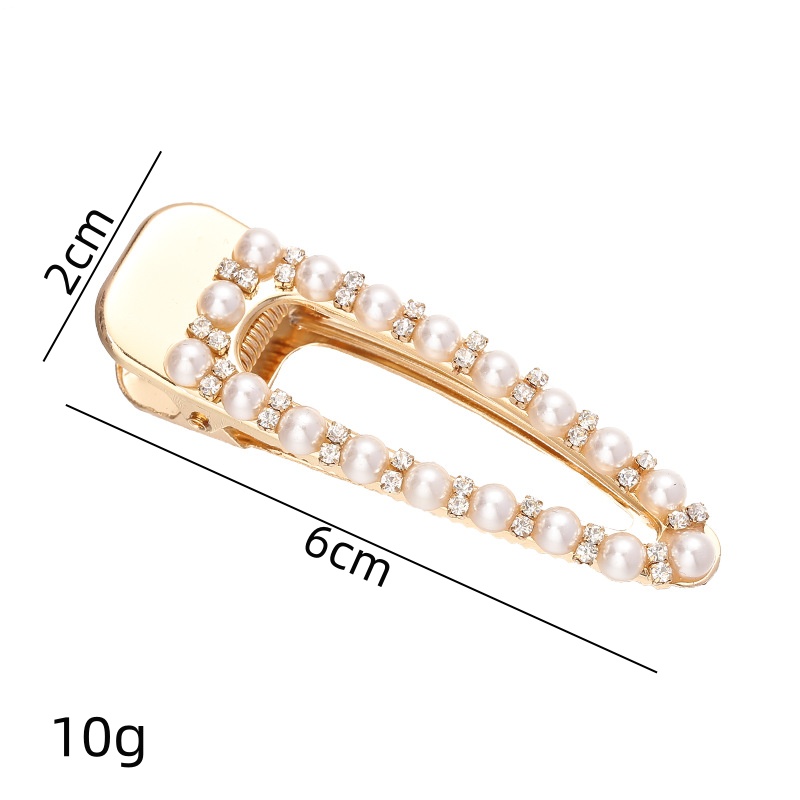 Frau Elegant Einfacher Stil Geometrisch Legierung Überzug Inlay Künstliche Perlen Strasssteine Haarklammer display picture 5