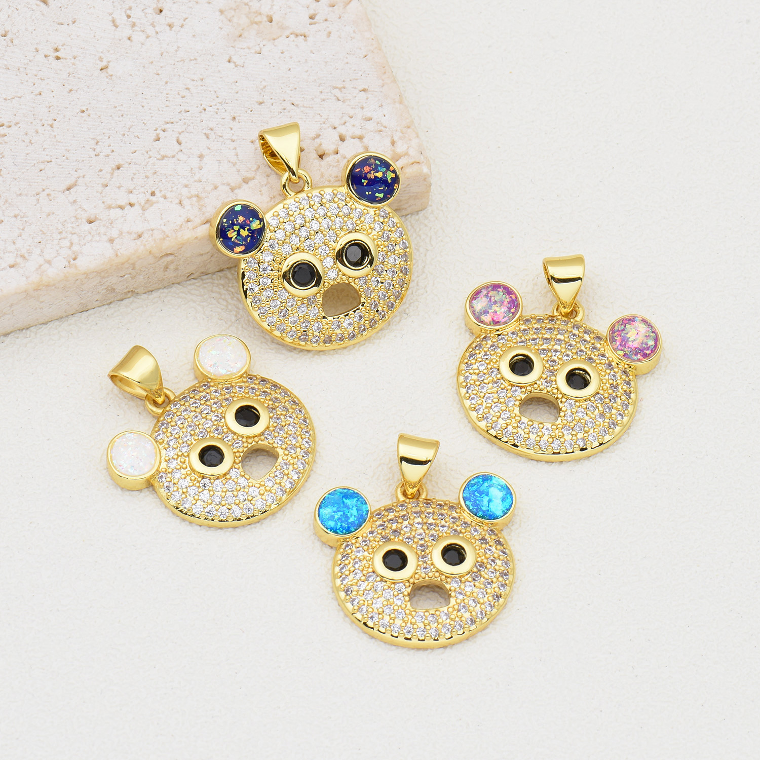 1 Piece Cute Bear Copper Plating Inlay Jewelry Accessories display picture 1