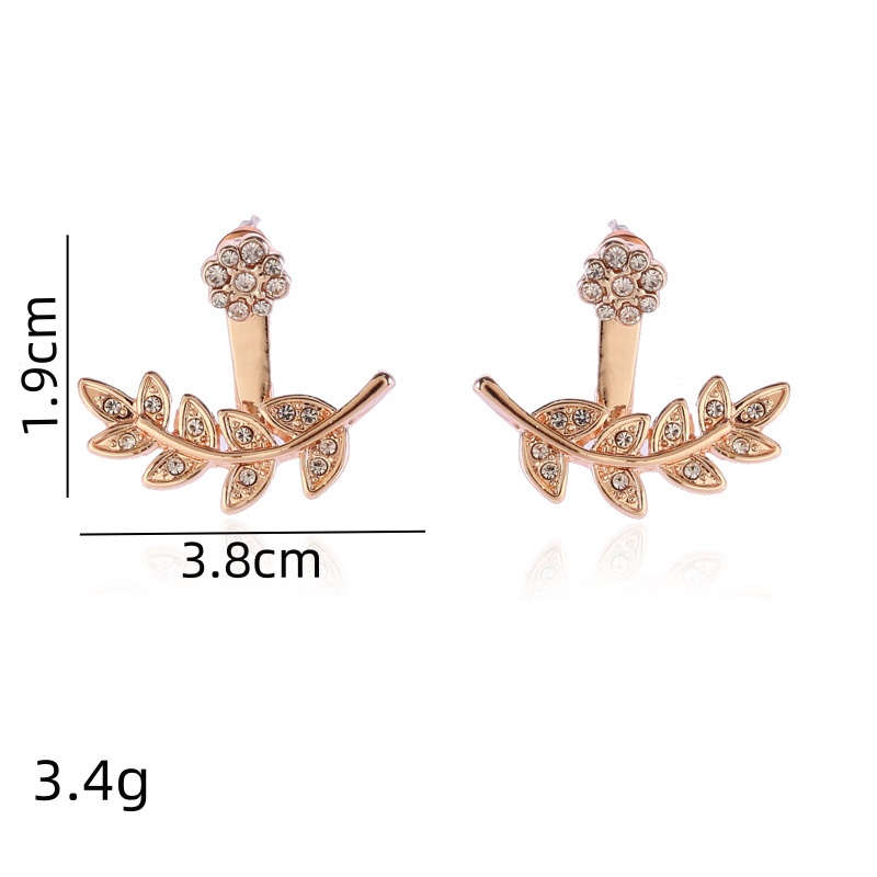 1 Pair Simple Style Leaf Plating Inlay Alloy Rhinestones Ear Studs display picture 7