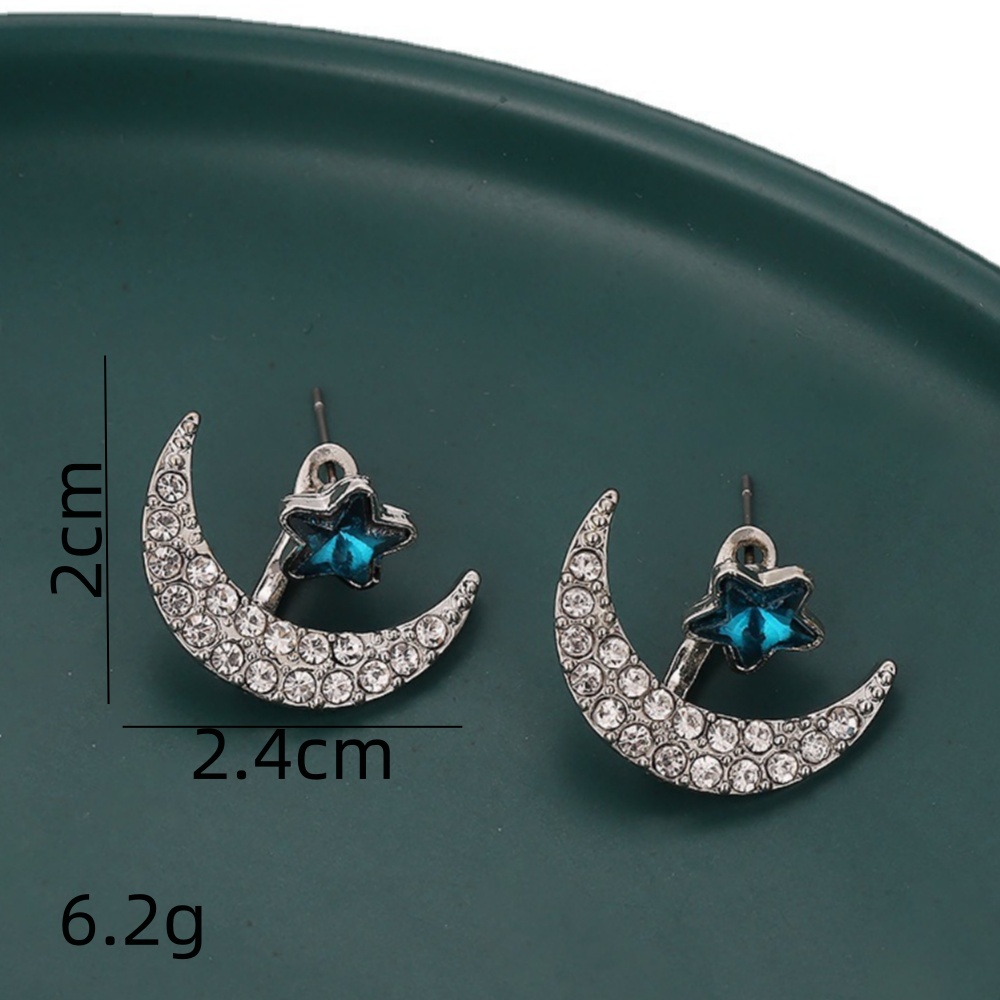 1 Pair Simple Style Star Moon Plating Inlay Alloy Rhinestones Ear Studs display picture 7