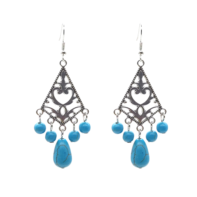 1 Pair Vintage Style Bohemian Geometric Plating Inlay Alloy Resin Drop Earrings display picture 4